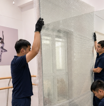 落地玻璃及全身鏡「打木箱」保護